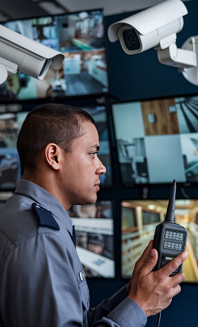 Technician monitoring screens