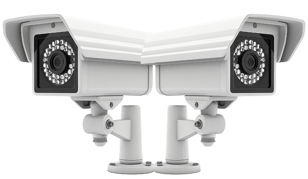 Two security cameras with transparent background